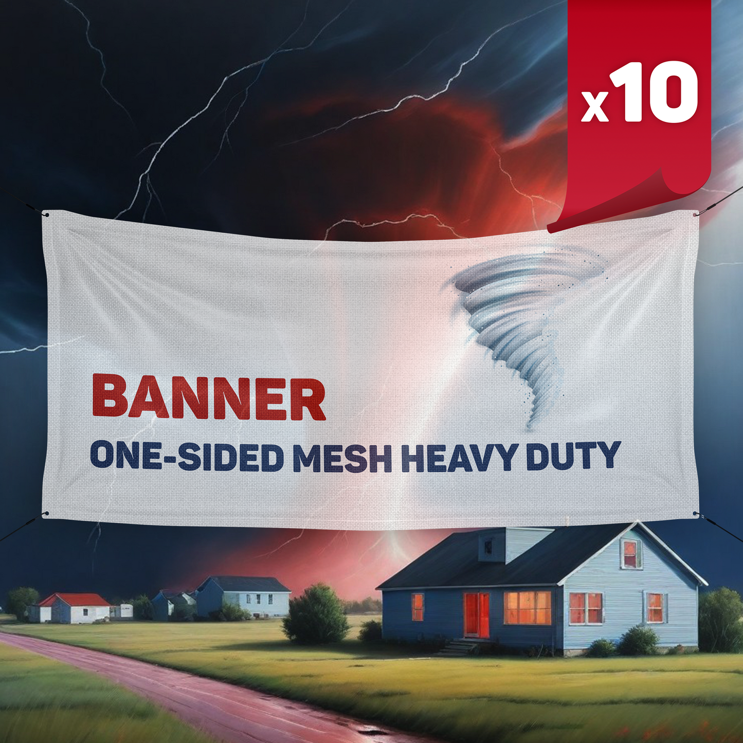 Outdoor One-Sided Mesh Heavy Duty Banner x10