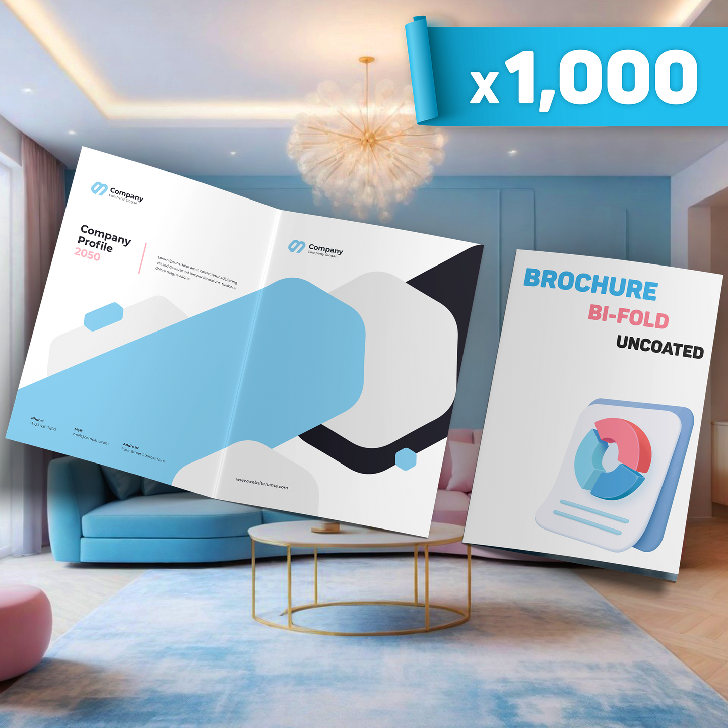 Bi-fold Uncoated Brochure x1,000