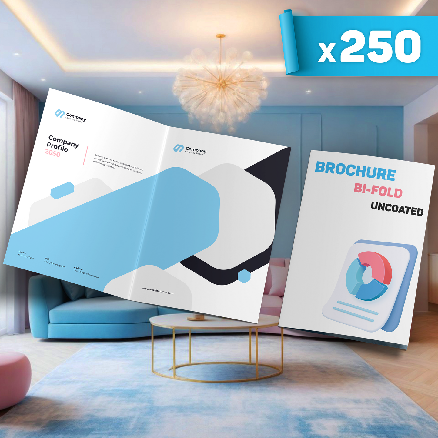 Bi-fold Uncoated Brochure x250