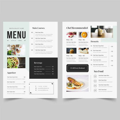 The "Full Dining" Kit / ✅ Flat Menus ✅ Placemats ✅ Table Tents ✅ GRAPHIC DESIGN: PRO