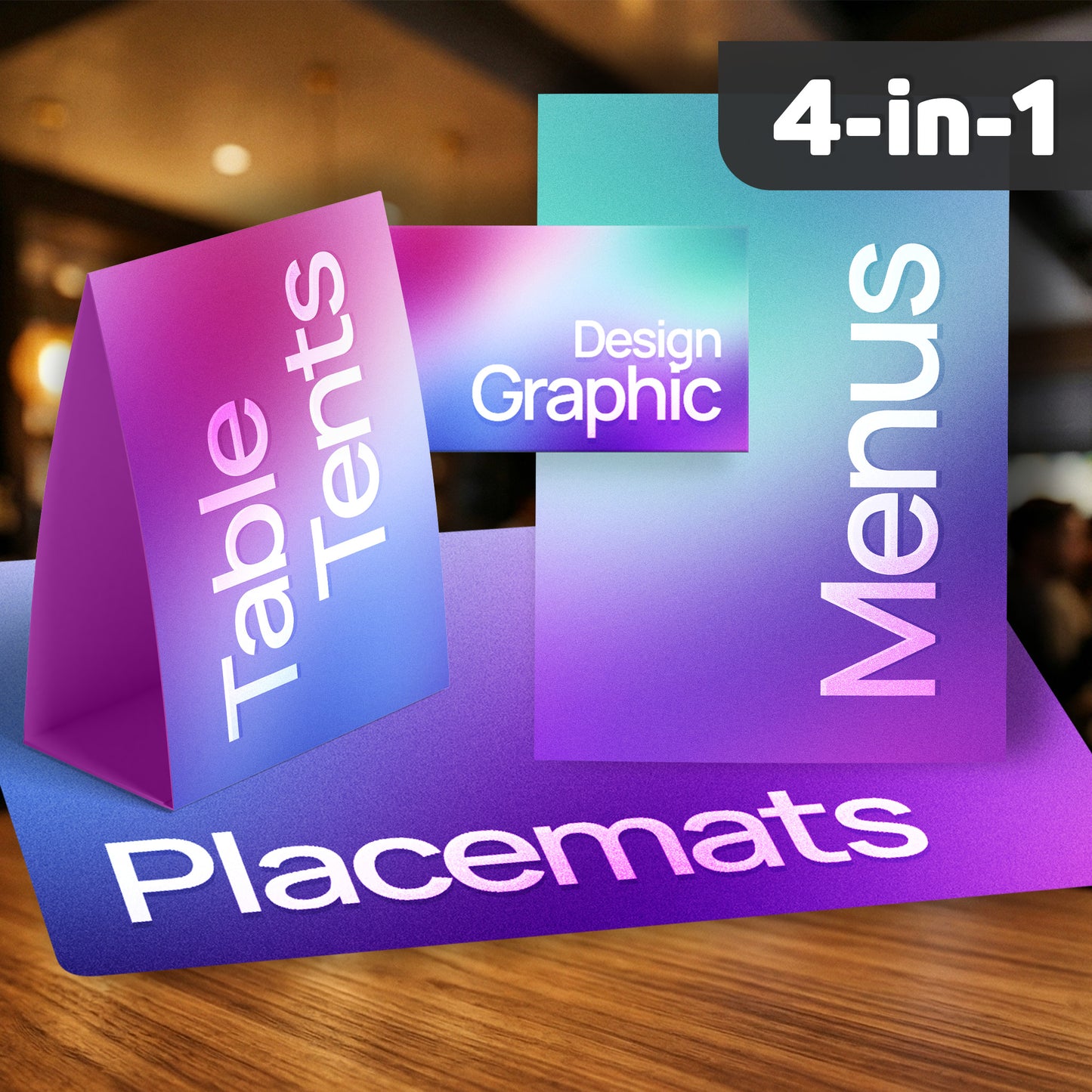 The "Full Dining" Kit / ✅ Flat Menus ✅ Placemats ✅ Table Tents ✅ GRAPHIC DESIGN: PRO