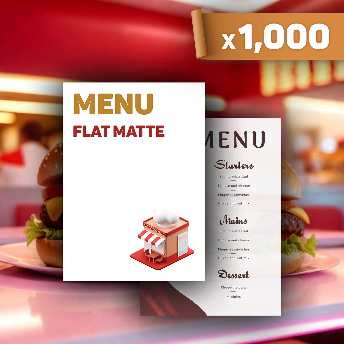 Matte Menu Flat Matte Menu x1,000 – PRYNTY