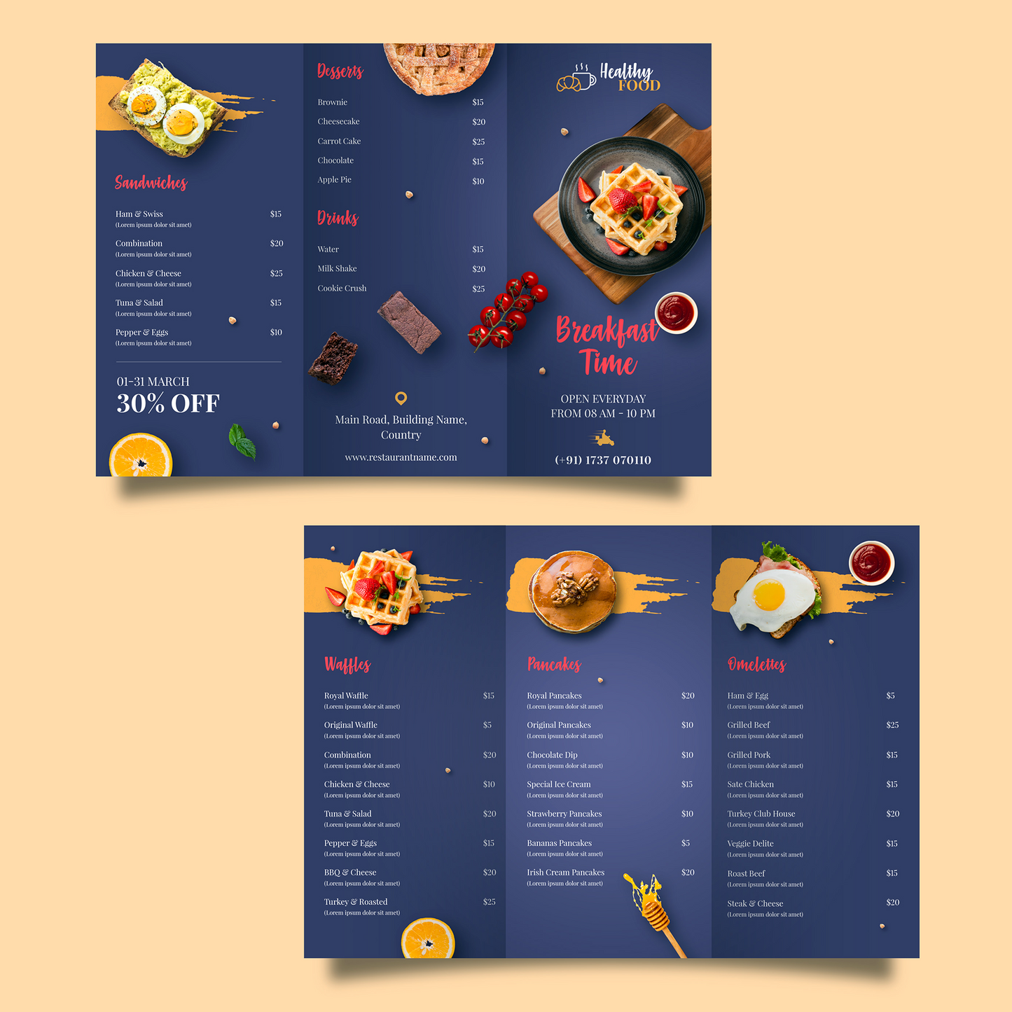 Tri-fold Glossy Menu x250